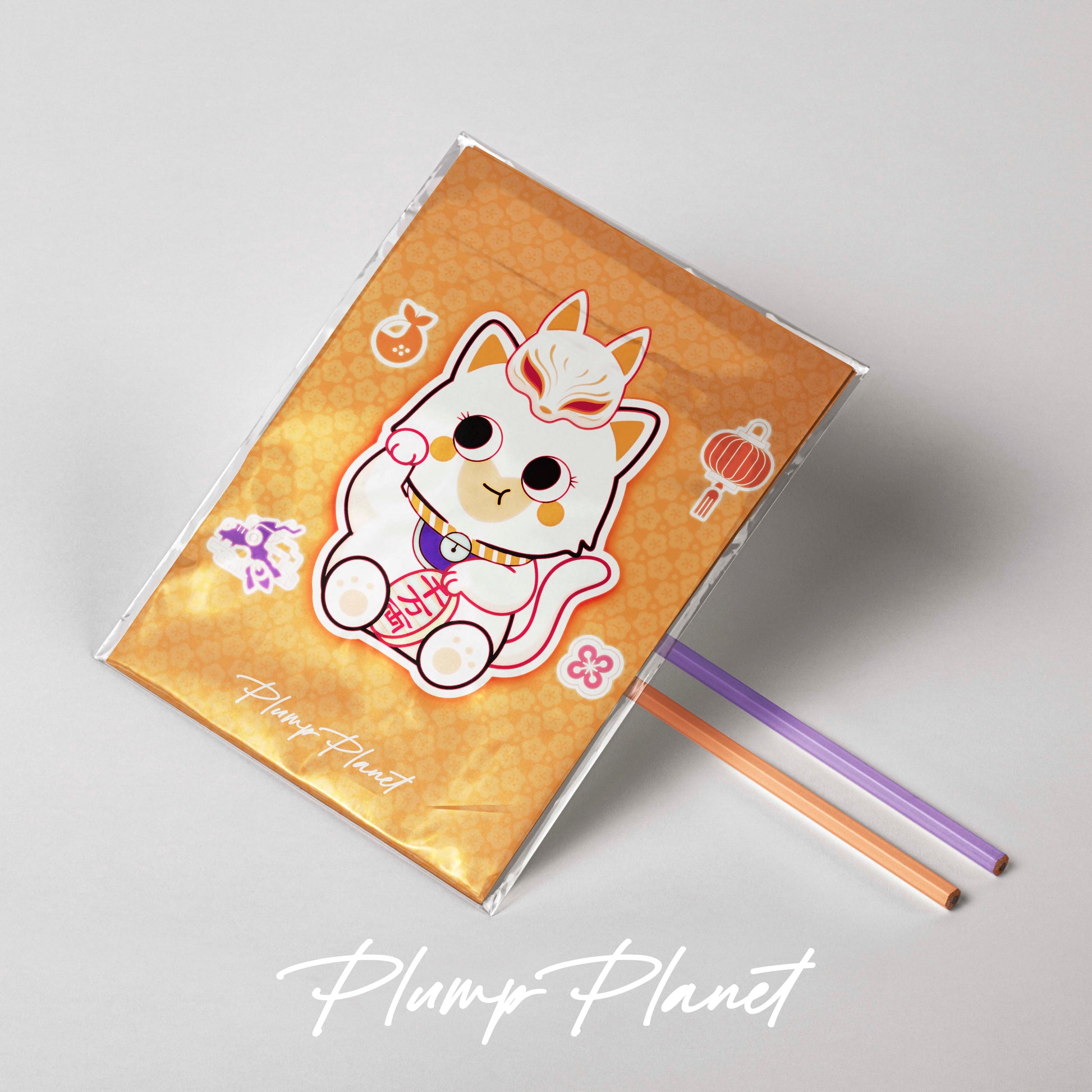 Retro Lucky Cat【Plump Planet Postcard】