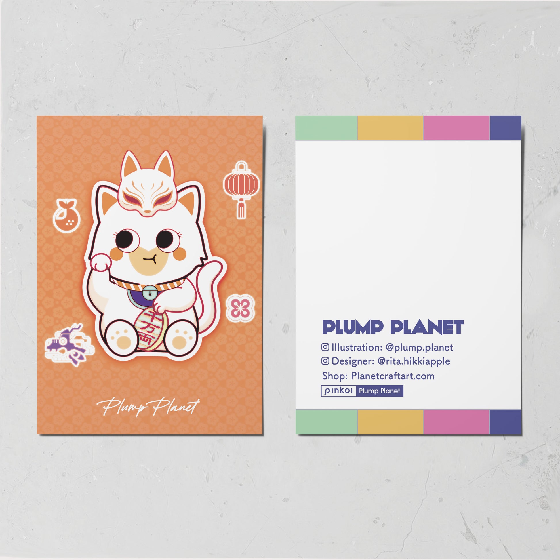 Retro Lucky Cat【Plump Planet Postcard】