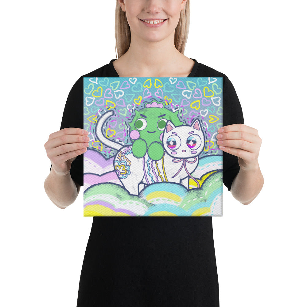 Cactus with Cat Friends | Canvas Paint 無框帆布數碼油畫