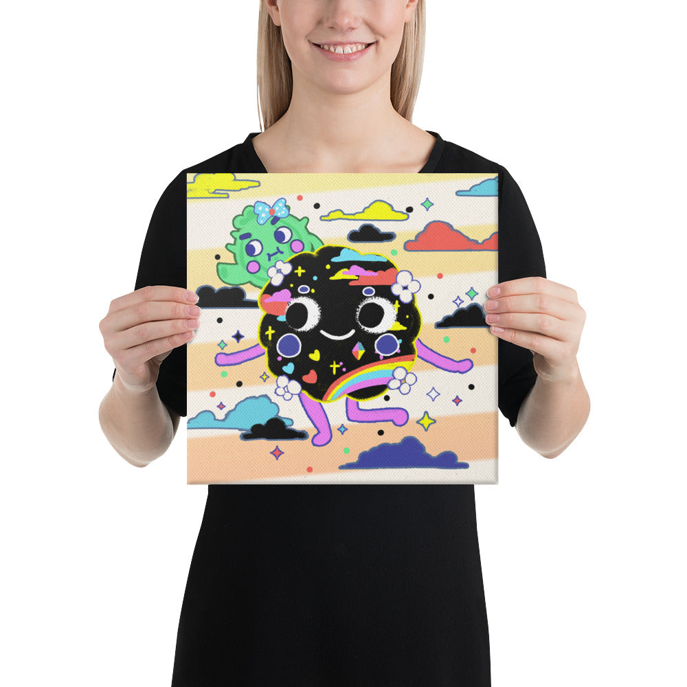 Rainbow Black Puffy Ball Cloud | Canvas Paint 無框帆布數碼油畫