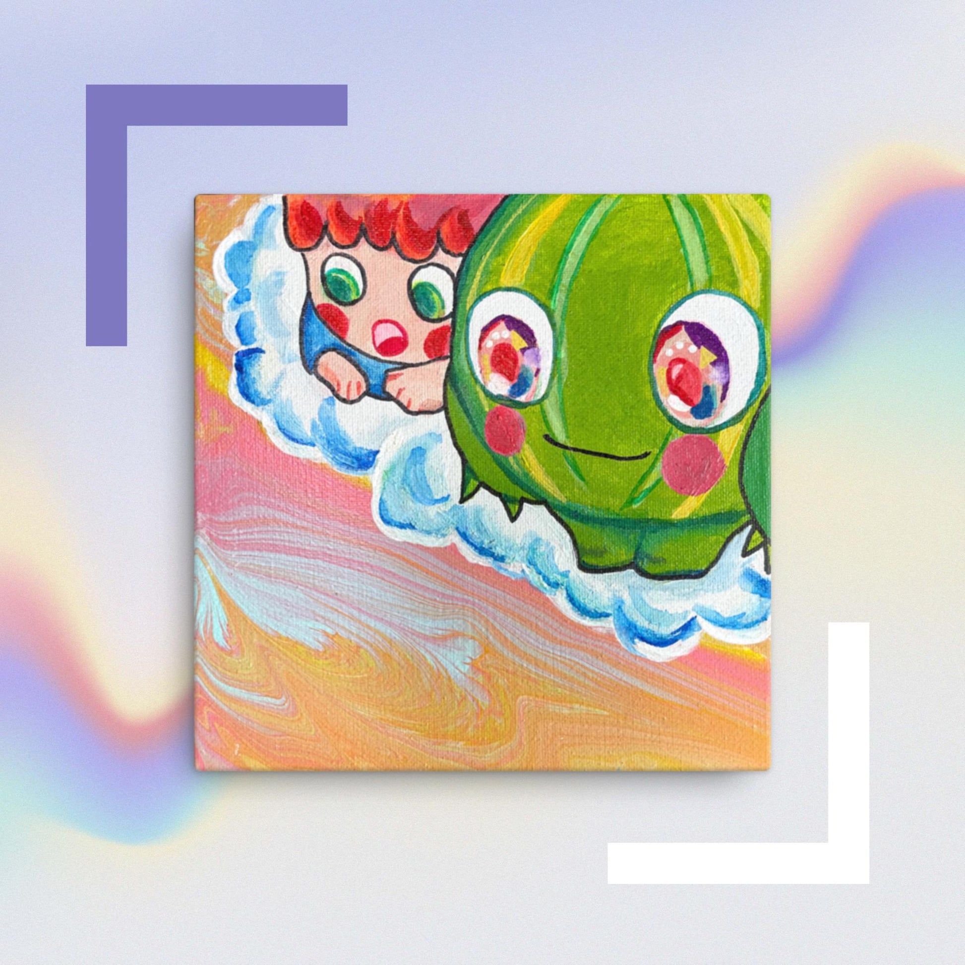 Playing on the Colourful Sky and Cloud  | Canvas Paint 無框帆布數碼油畫