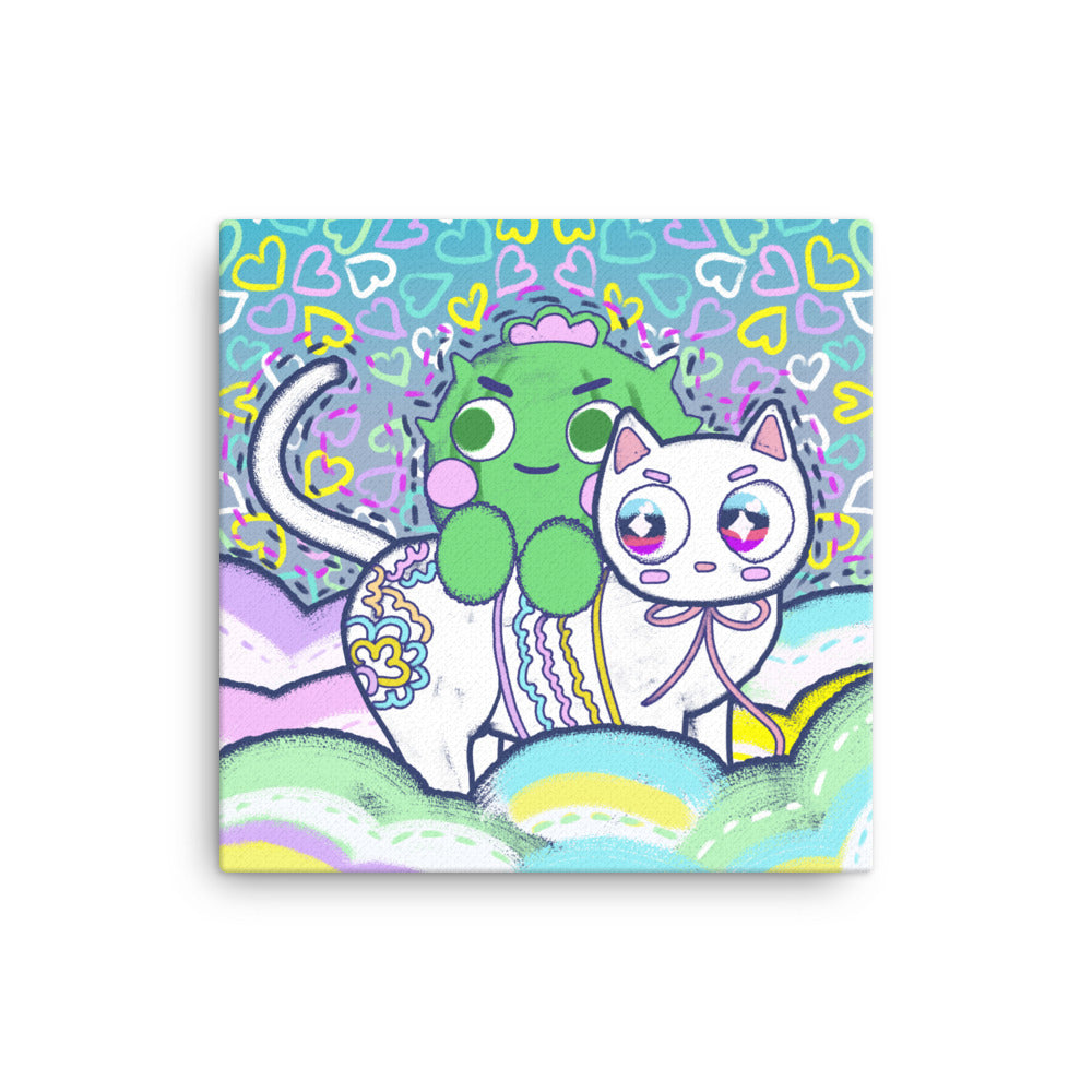 Cactus with Cat Friends | Canvas Paint 無框帆布數碼油畫