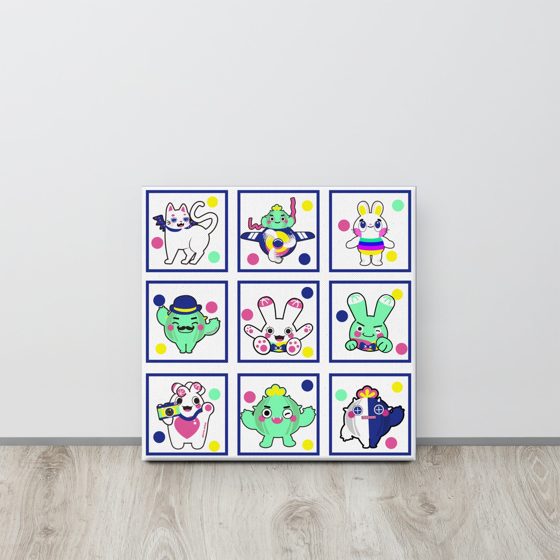 Dot Dot Blue Yellow Red | Canvas Paint 無框帆布數碼油畫