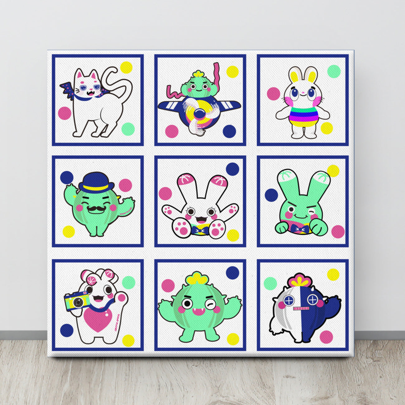 Dot Dot Blue Yellow Red | Canvas Paint 無框帆布數碼油畫