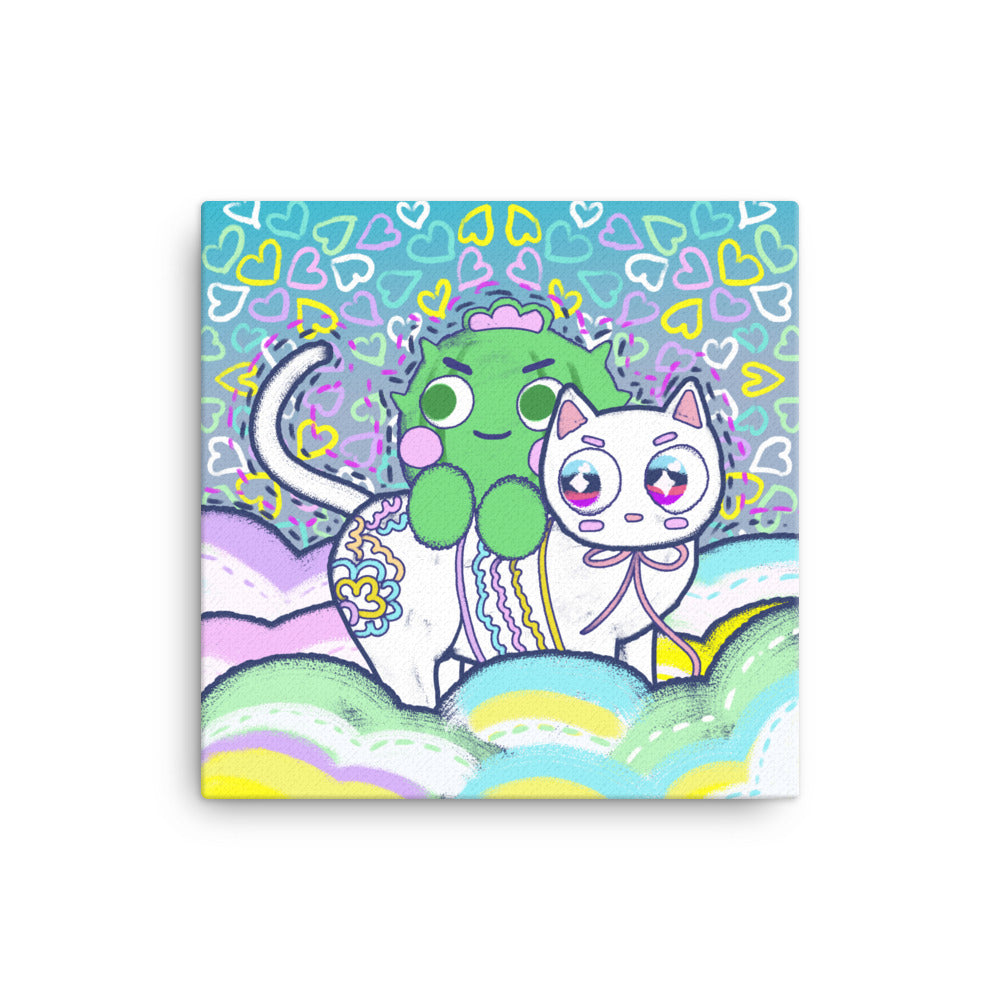Cactus with Cat Friends | Canvas Paint 無框帆布數碼油畫