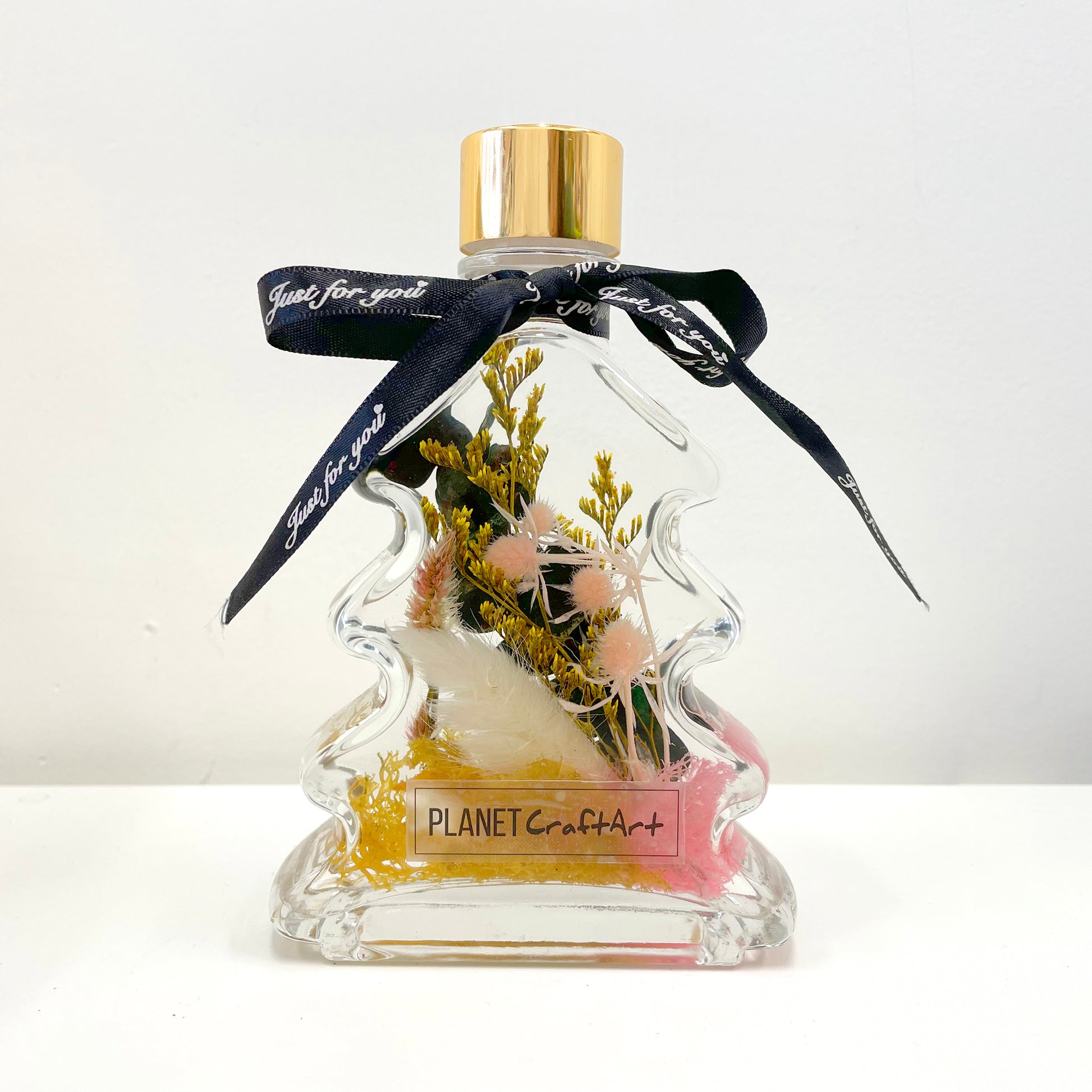 Pale Yellow Pink Floating Flowers (Christmas Tree Glass Bottle)