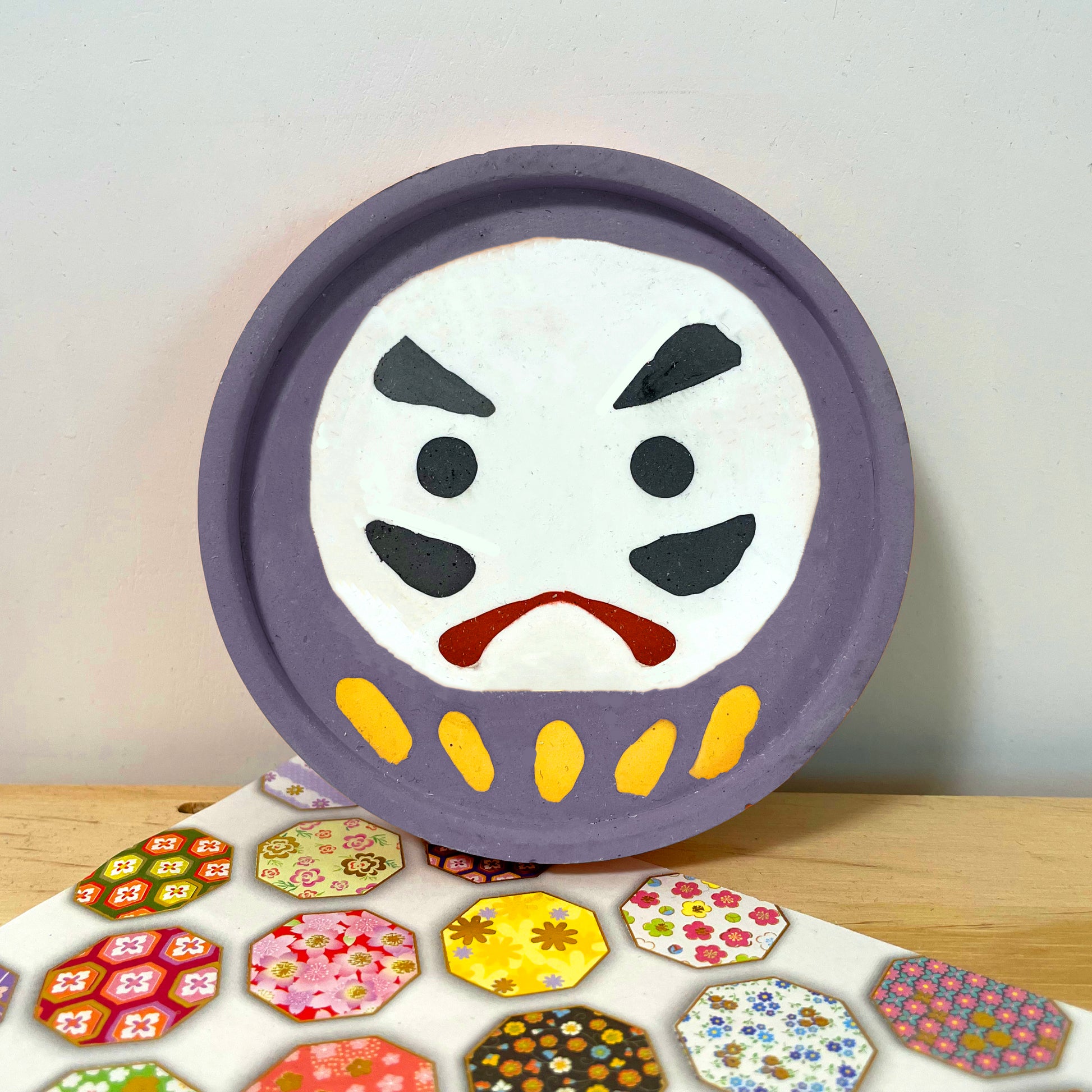 Chinese New Year Pop Style Japanese Daruma Gypsum Decoration Tray/ Storage Tray (Purple)