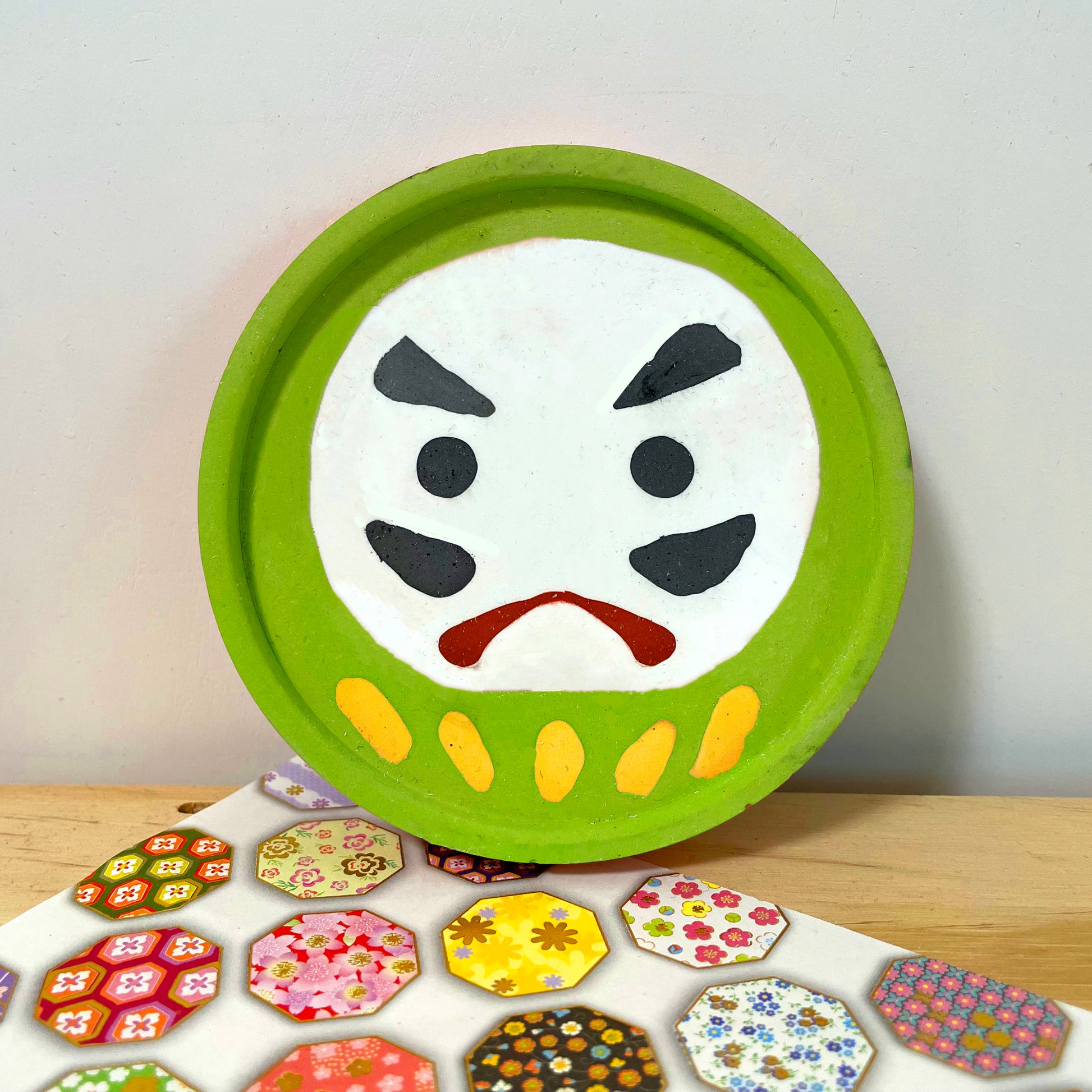 Chinese New Year Pop Style Japanese Dharma Plaster Decoration Tray/ Storage Tray (Green)