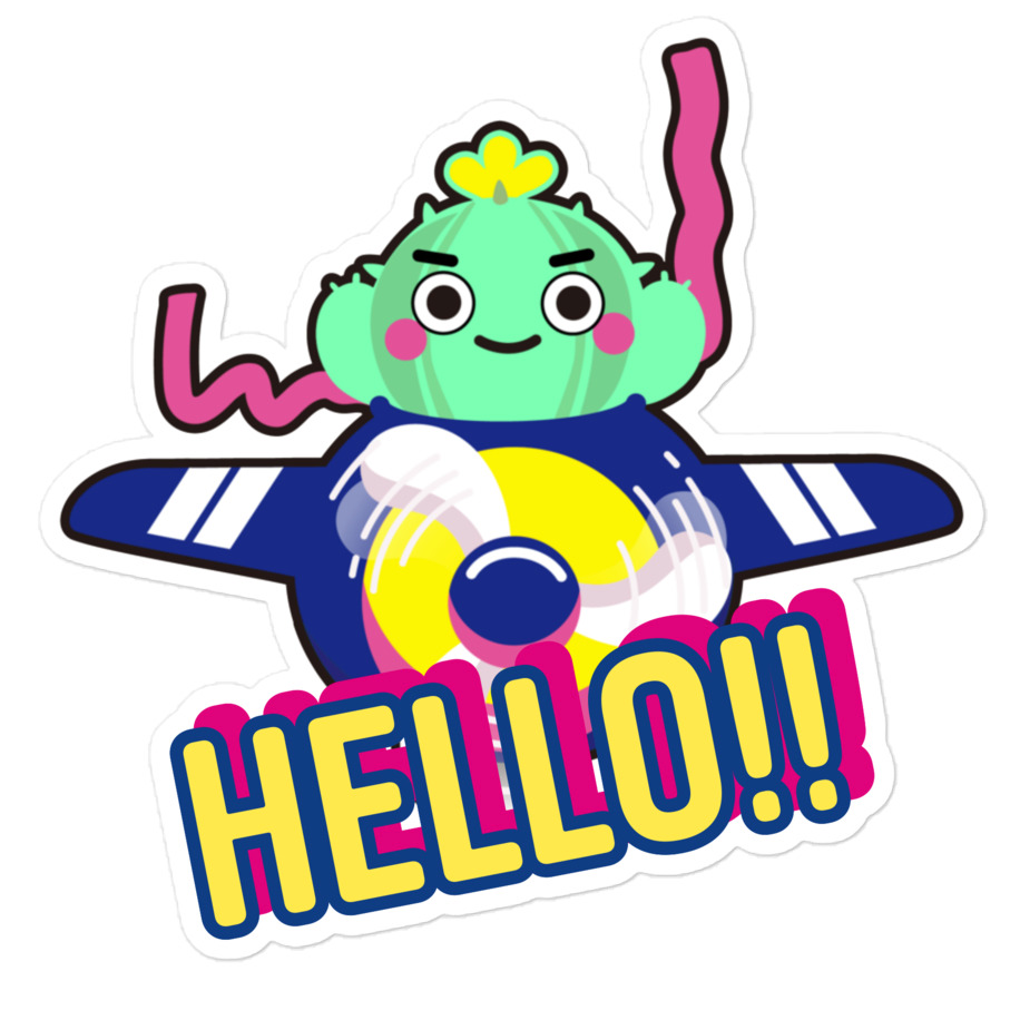 Kiss Cut Stickers | Flying Cactus to the Moon Hello!!