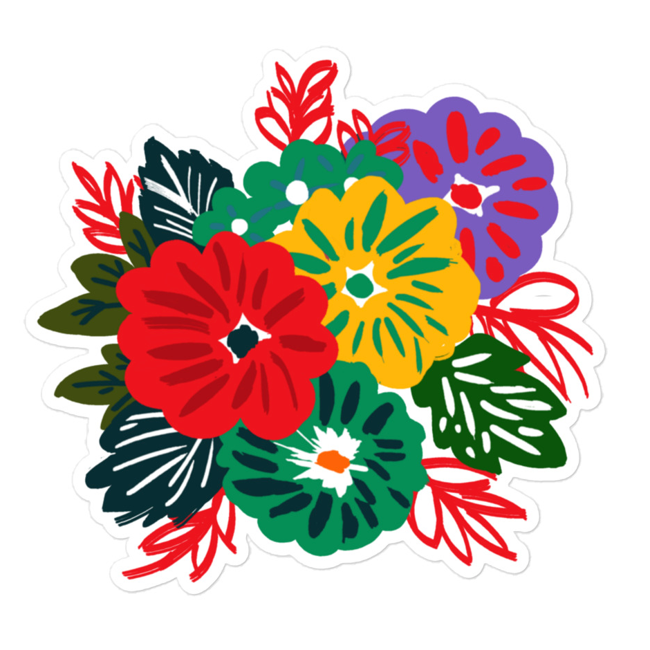 Bubble-free stickers | Red Flower Pattern