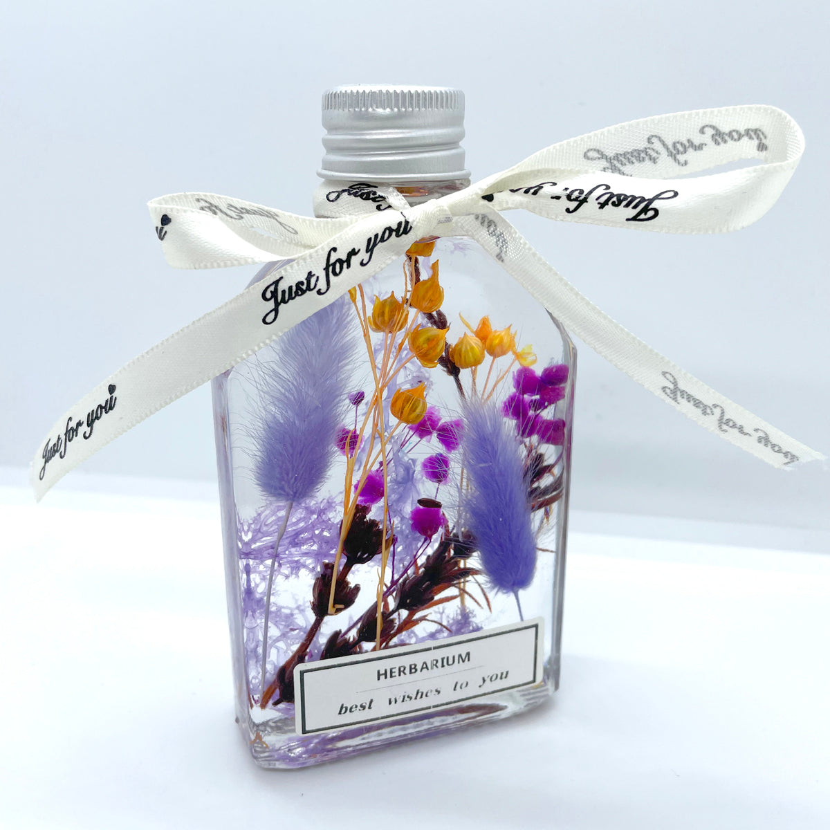 Floating flowers in clear and mixed colors (whiskey glass bottle shape)
