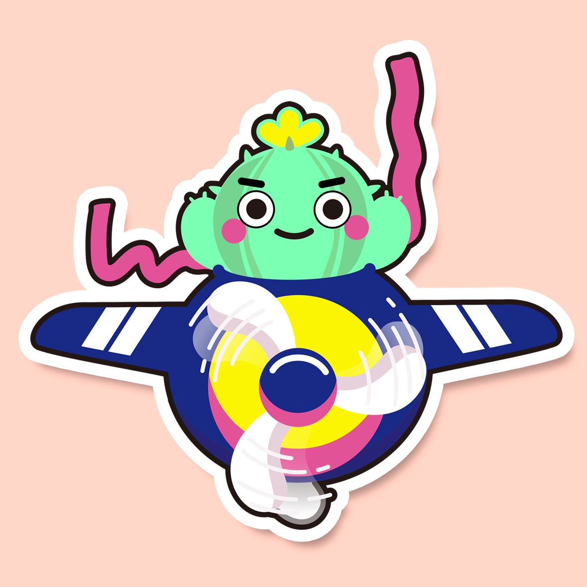 Kiss Cut Stickers | Flying Cactus to the Moon Hello!!