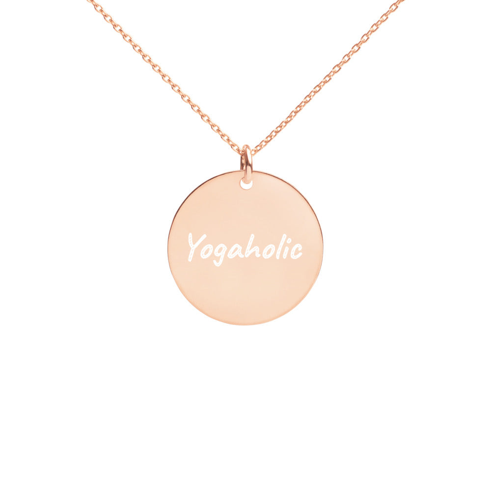 【Free Shipping】Yogaholic Engraved Silver Disc Necklace 雕刻純銀圓形項鍊