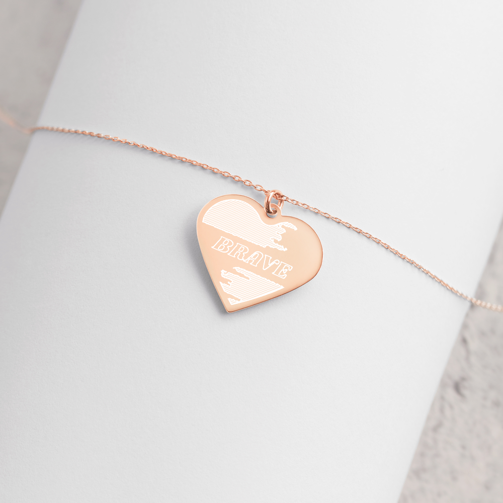 【Free Shipping】 BRAVE | Engraved Silver Heart Necklace 雕刻純銀心形項鍊