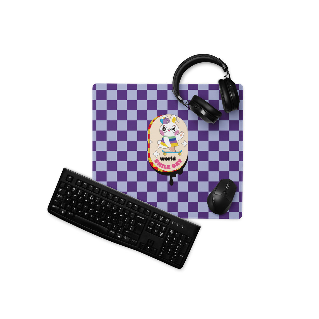 遊戲鼠標墊 Gaming mouse pad | Trendy Rainbow Rabbit in Purple Square
