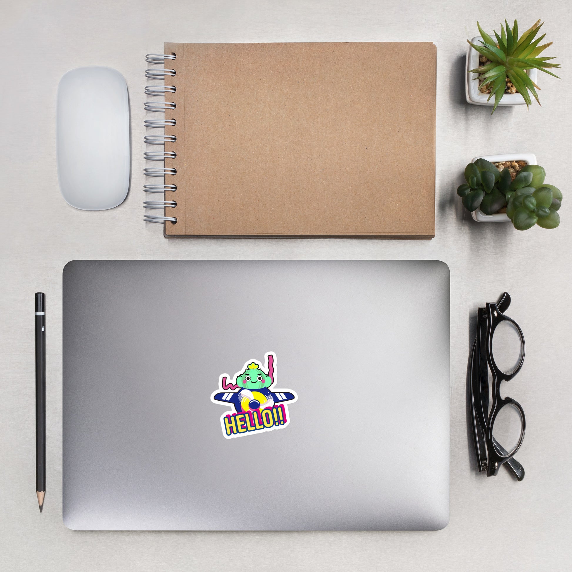 Kiss Cut Stickers | Flying Cactus to the Moon Hello!!