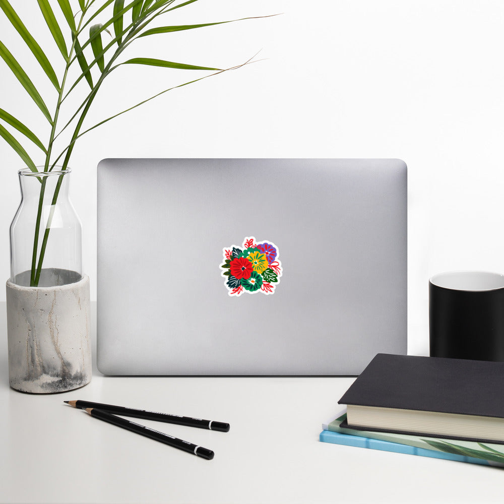 Bubble-free stickers | Red Flower Pattern