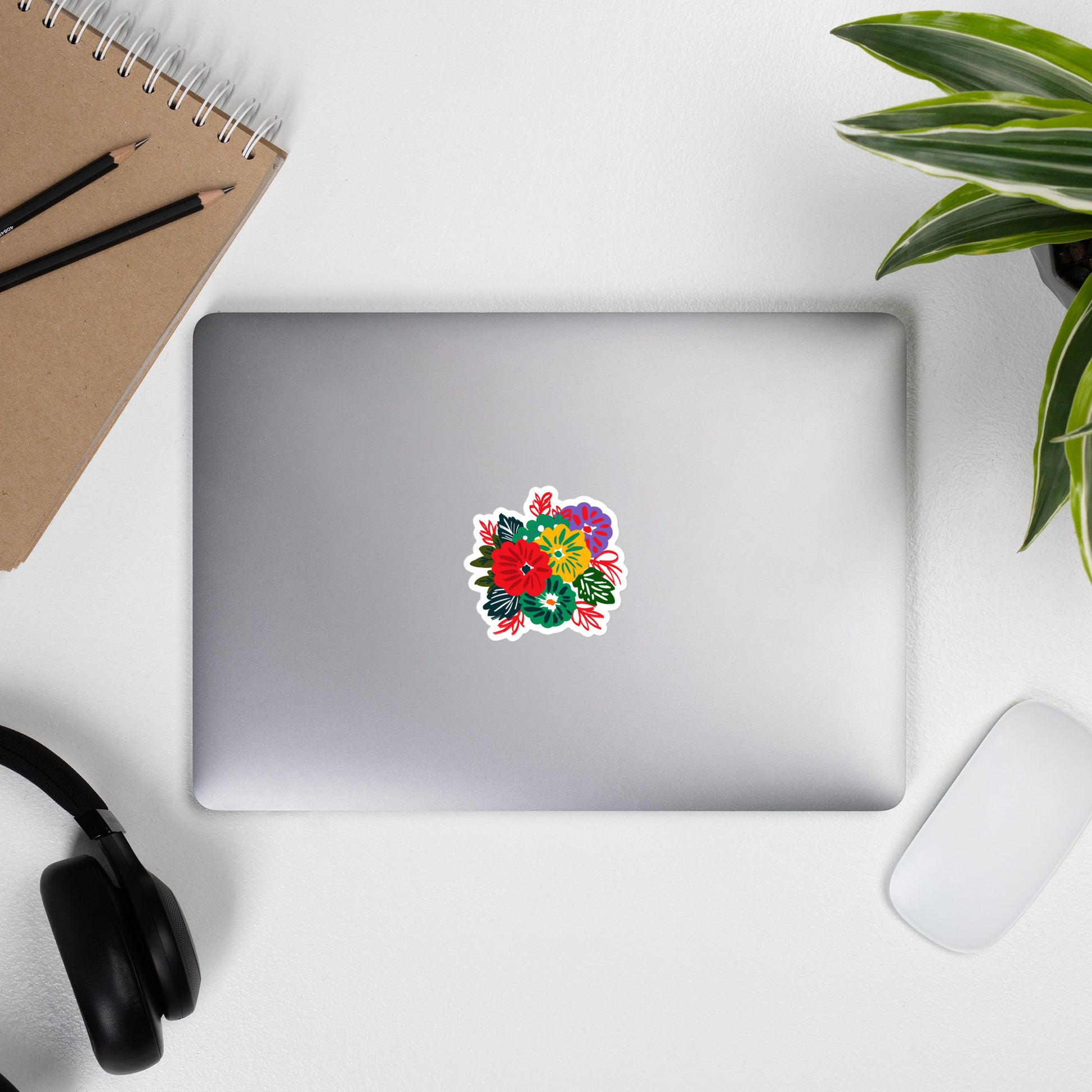 Bubble-free stickers | Red Flower Pattern