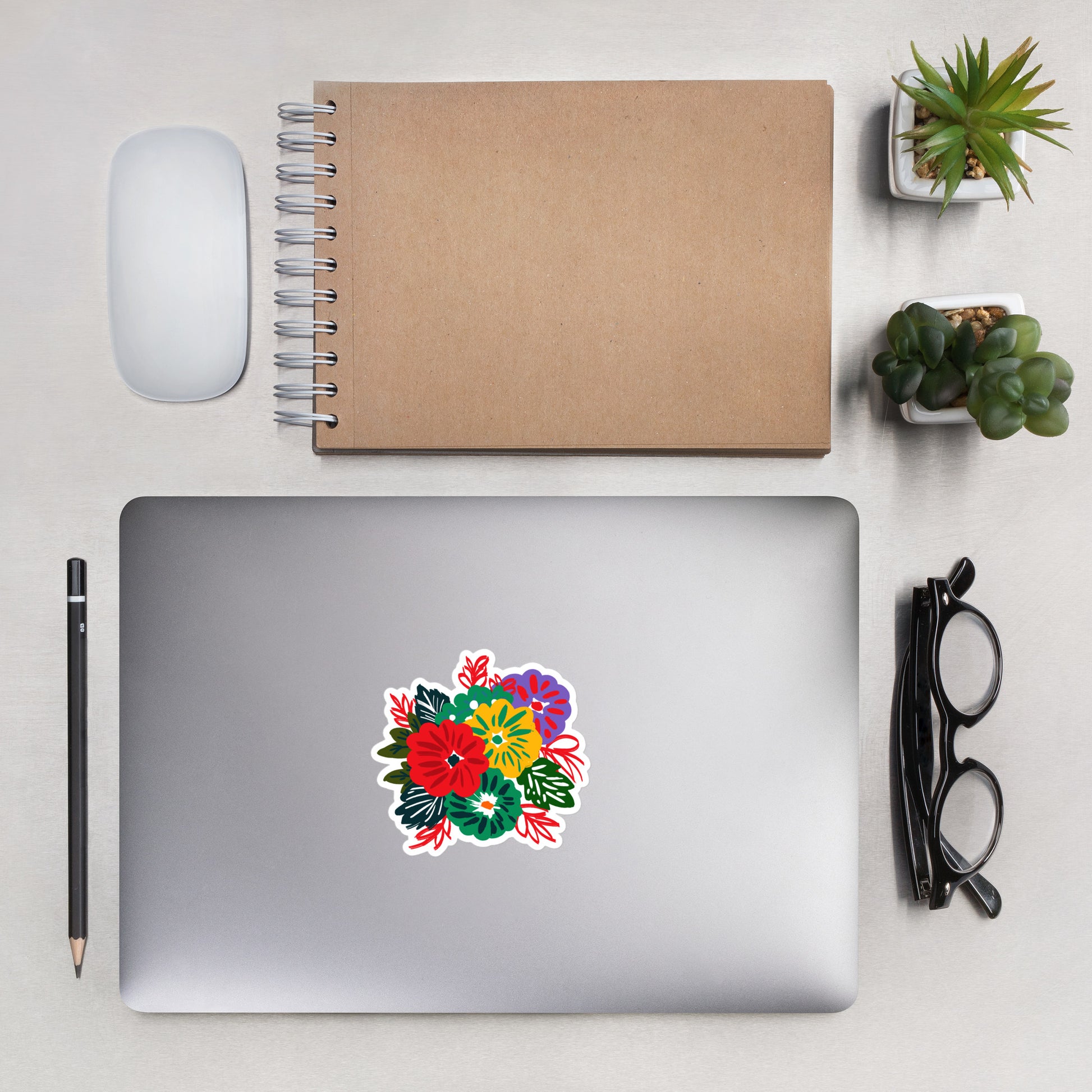 Bubble-free stickers | Red Flower Pattern