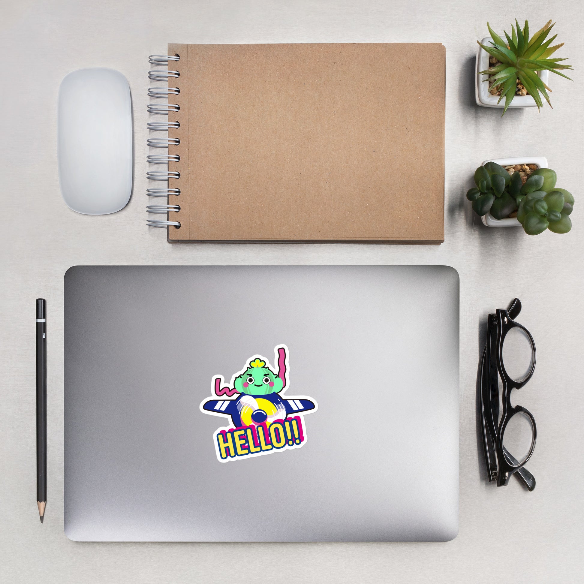 Kiss Cut Stickers | Flying Cactus to the Moon Hello!!