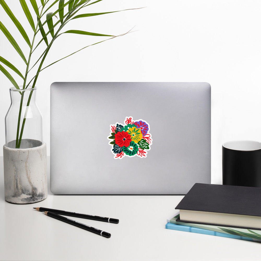Bubble-free stickers | Red Flower Pattern