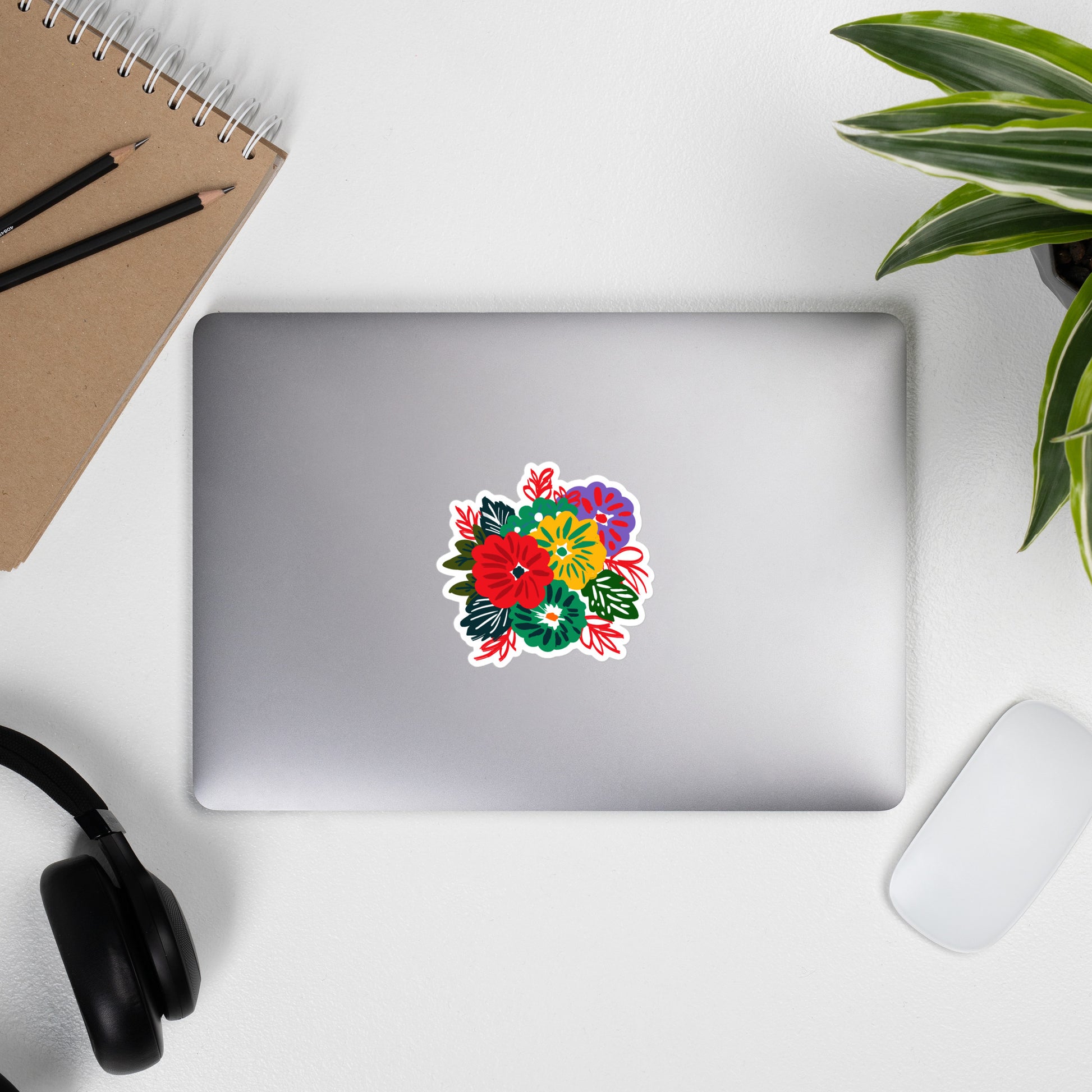 Bubble-free stickers | Red Flower Pattern