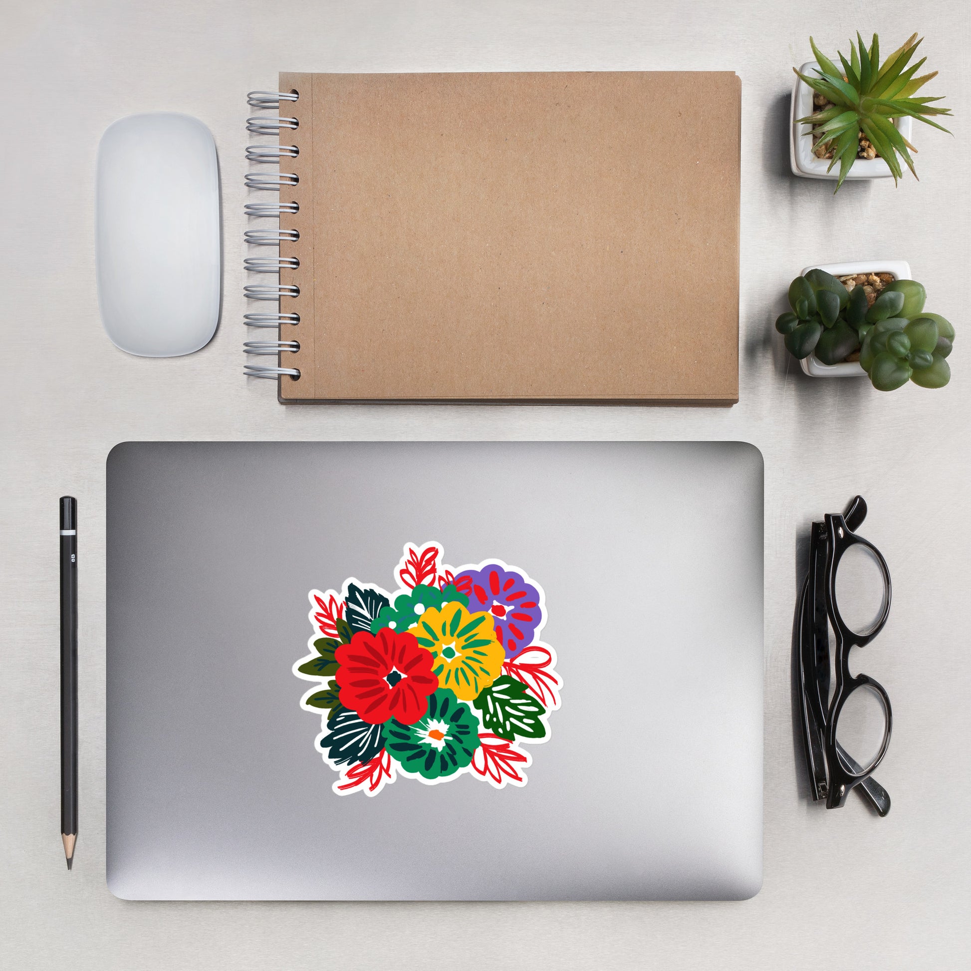 Bubble-free stickers | Red Flower Pattern