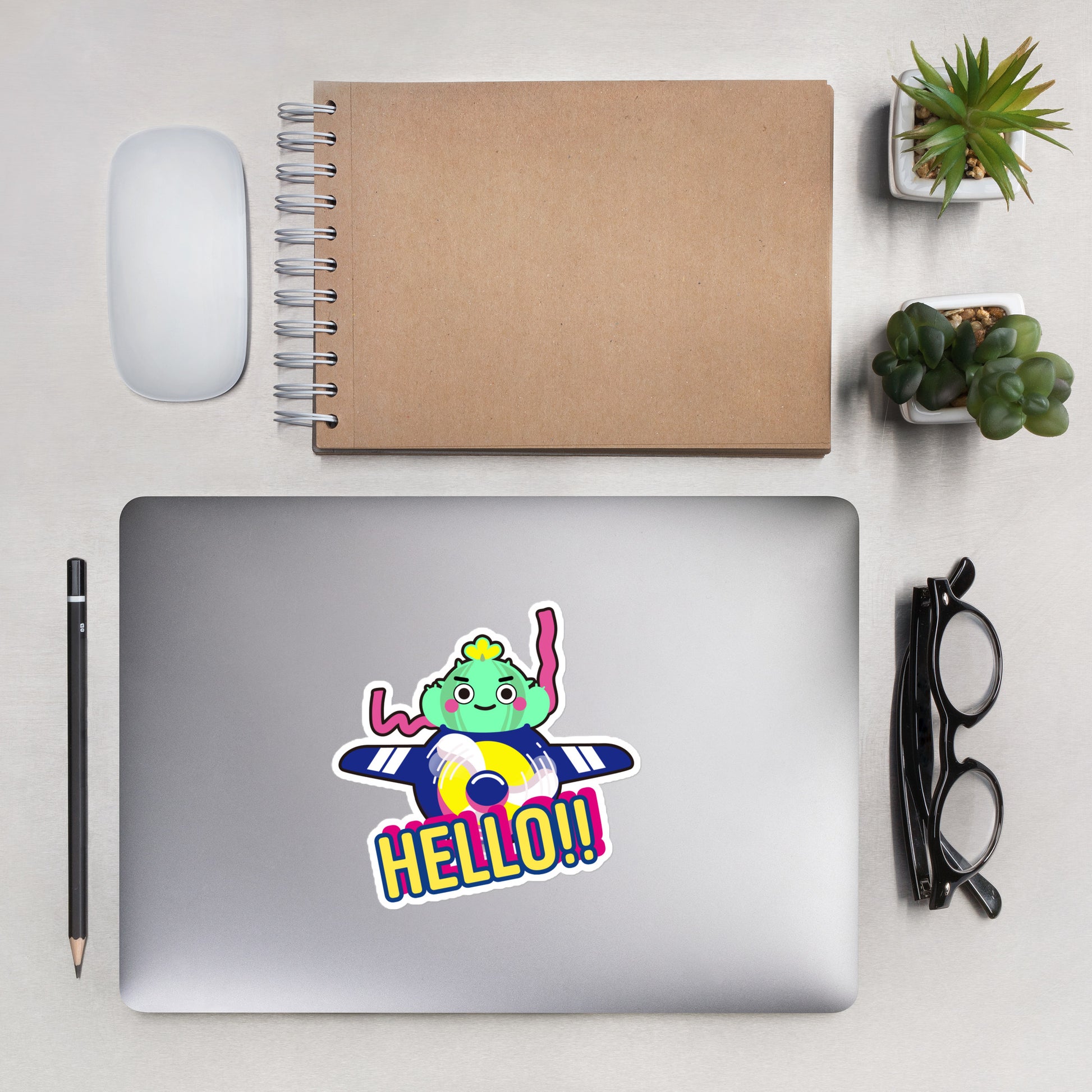 Kiss Cut Stickers | Flying Cactus to the Moon Hello!!