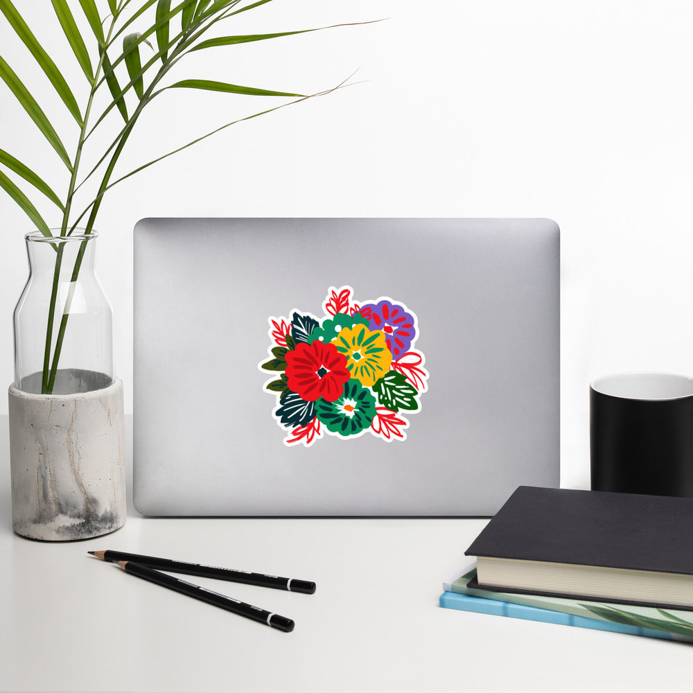 Bubble-free stickers | Red Flower Pattern
