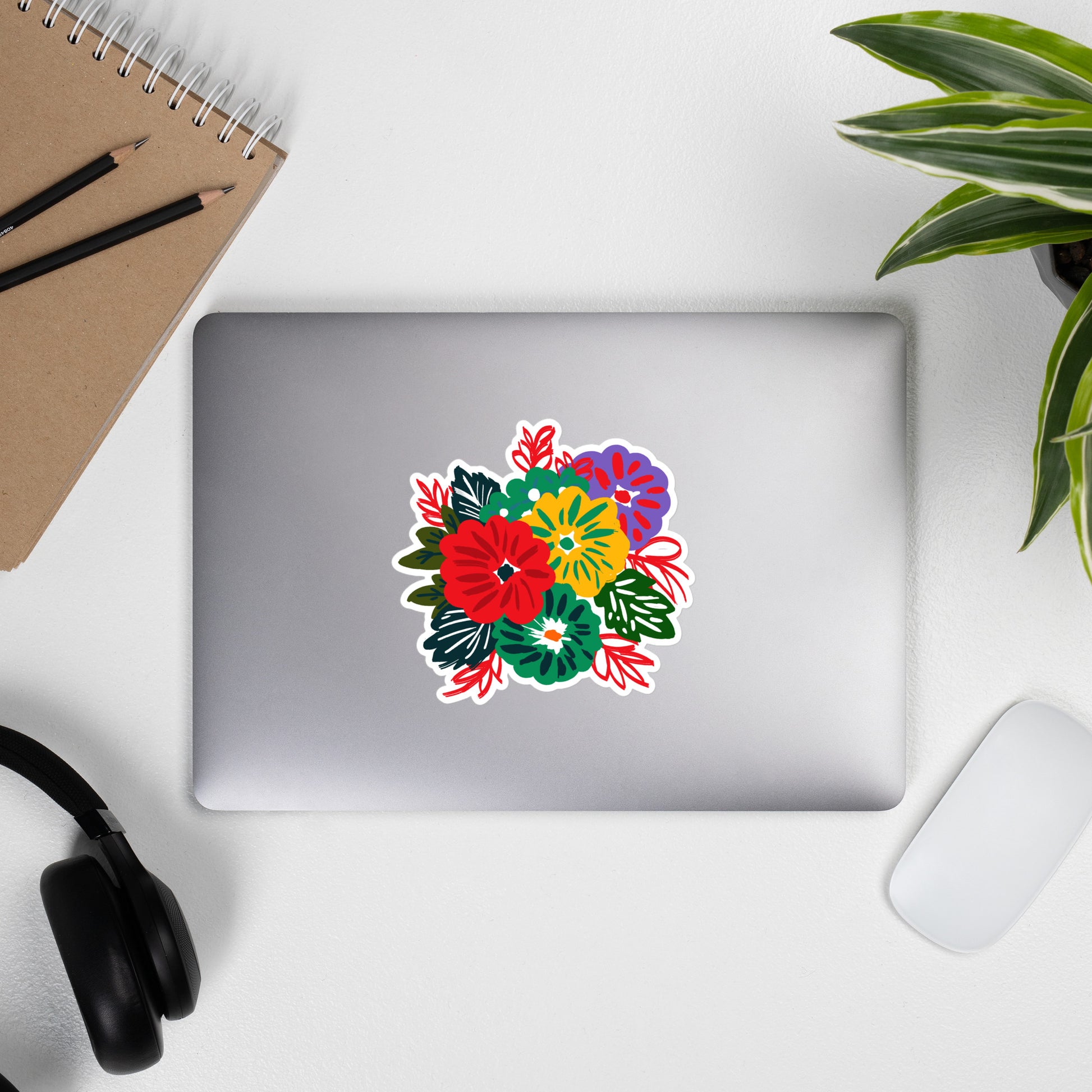 Bubble-free stickers | Red Flower Pattern