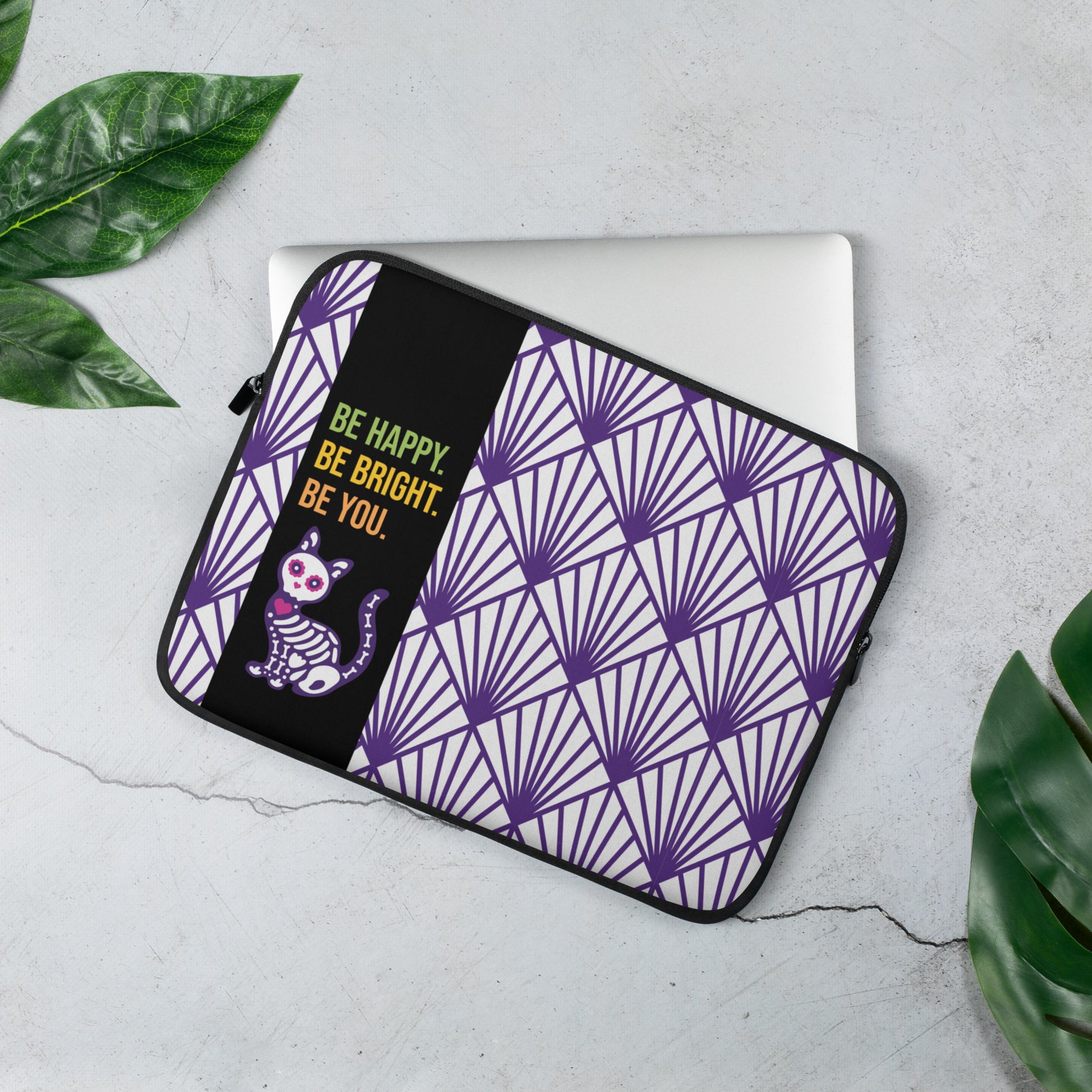 Be Happy. Be Bright. Be You. Live with Cat  - Laptop Sleeve | 筆電保護套,適合13寸15寸筆電、Macbook 或 Macbook Pro | Plump Planet