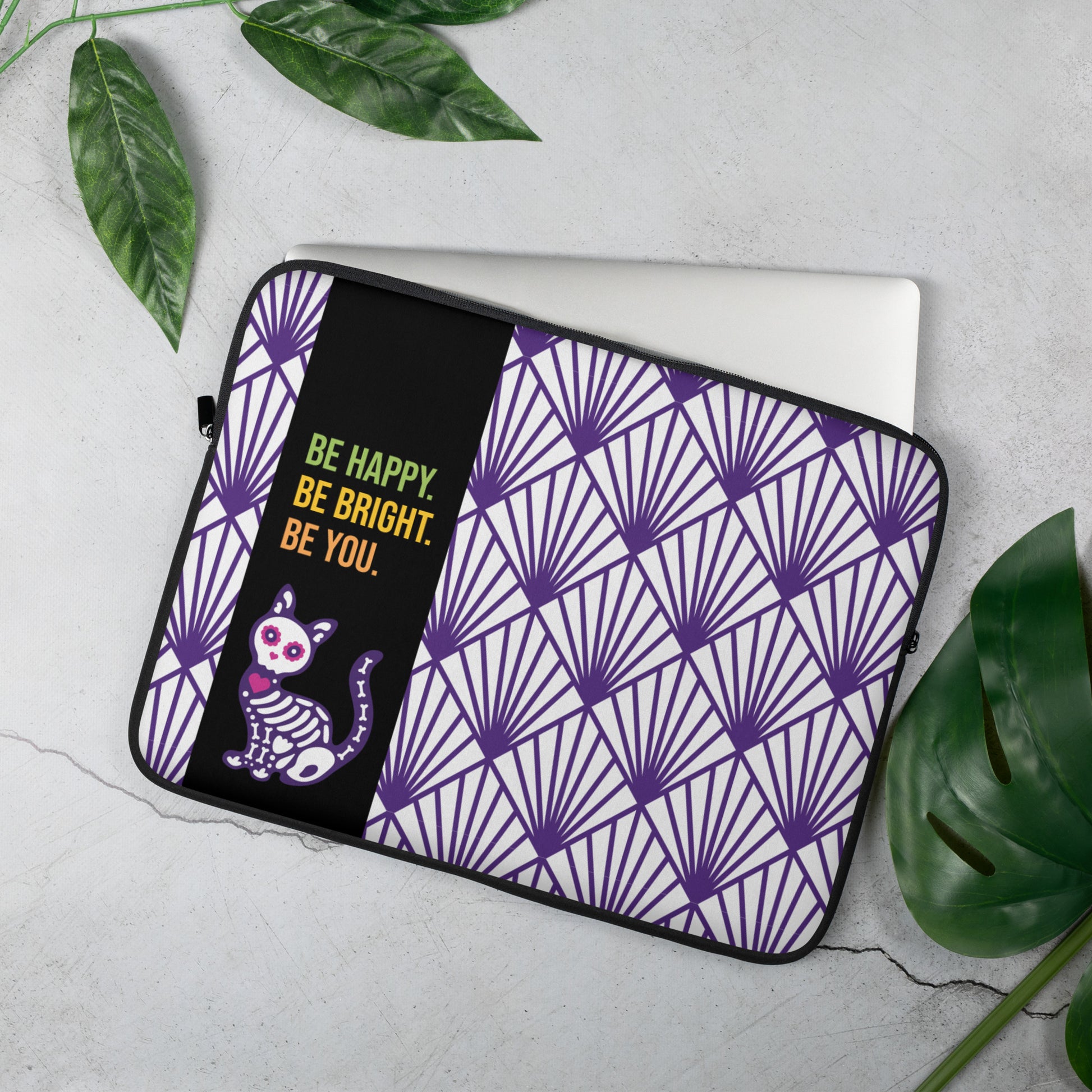 Be Happy. Be Bright. Be You. Live with Cat  - Laptop Sleeve | 筆電保護套,適合13寸15寸筆電、Macbook 或 Macbook Pro | Plump Planet