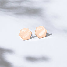 將圖片載入圖庫檢視器 【Free Shipping】Angel Sterling Silver Hexagon Stud Earrings 純銀六邊形蜂巢耳釘耳環
