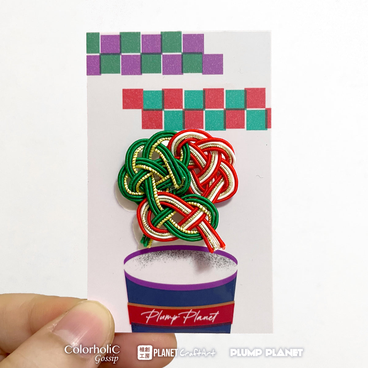 聖誕紅綠白線花朵水引結別針 (顏色定製) Christmas Mizuhiki Accessory Pin Badge