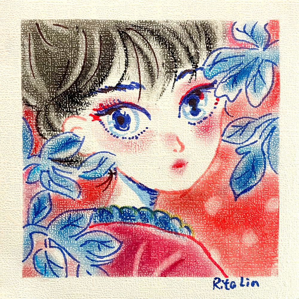 Original Pastel Art | 《Black Hair Lady》 | 15cm x 15cm