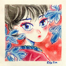 画像をギャラリービューアに読み込む, Original Pastel Art | 《Black Hair Lady》 | 15cm x 15cm
