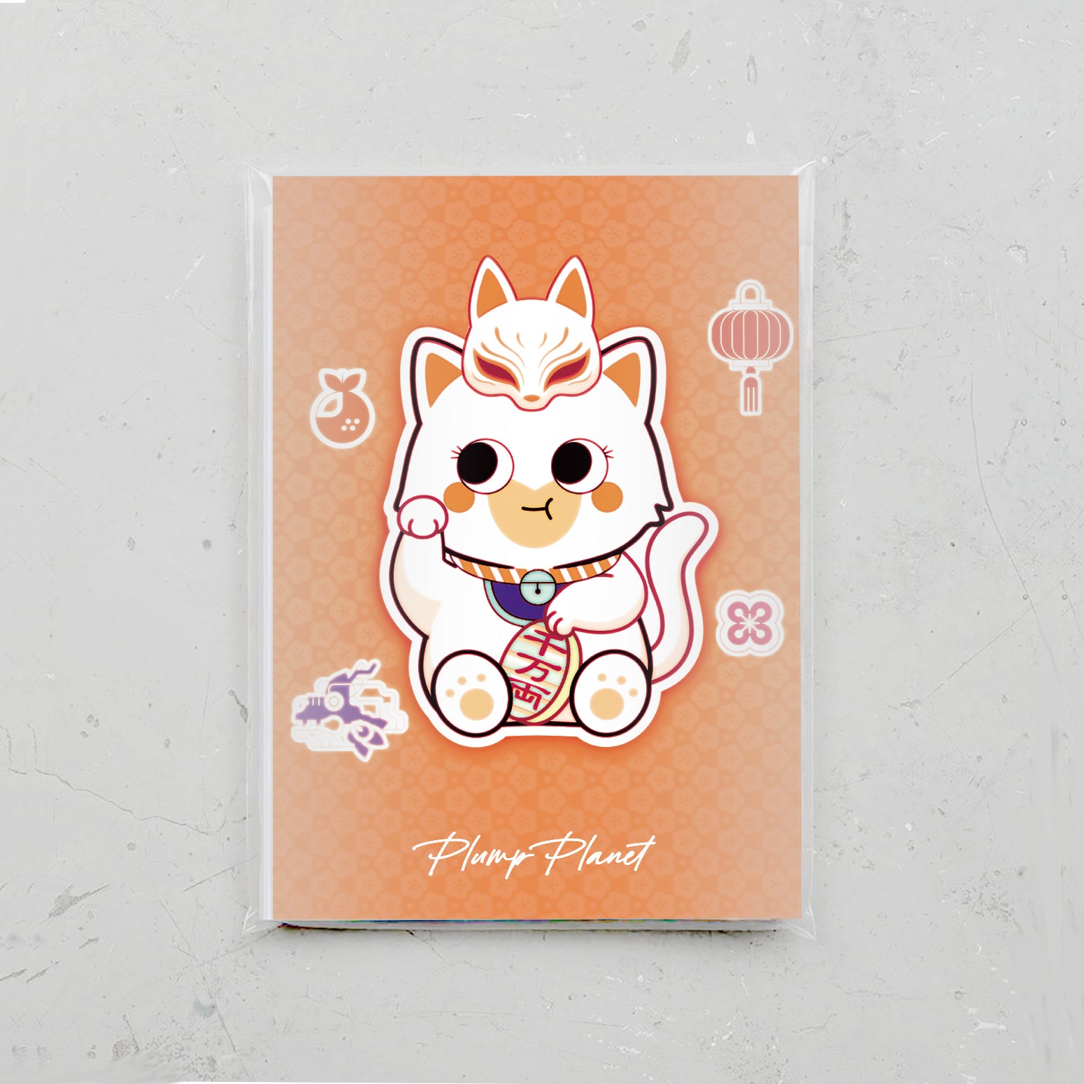 Retro Lucky Cat【Plump Planet Postcard】