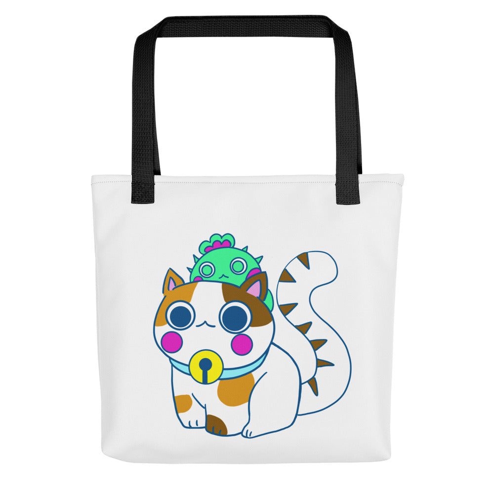 手提袋 Tote bag | Cute Cat Enjoy Leisure time with Cactus Friends  | 3款手柄顏色