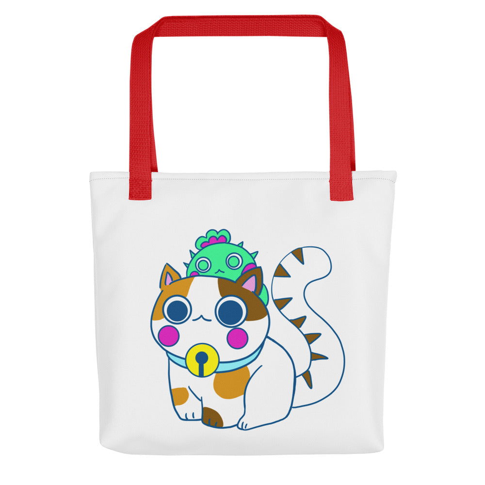手提袋 Tote bag | Cute Cat Enjoy Leisure time with Cactus Friends  | 3款手柄顏色
