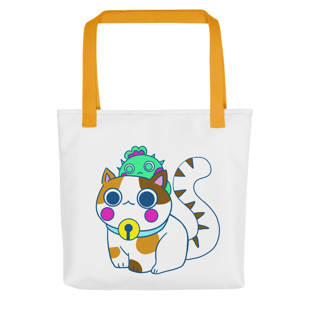 手提袋 Tote bag | Cute Cat Enjoy Leisure time with Cactus Friends  | 3款手柄顏色