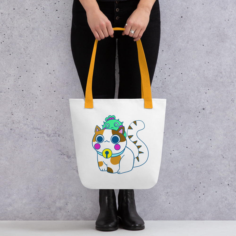 手提袋 Tote bag | Cute Cat Enjoy Leisure time with Cactus Friends  | 3款手柄顏色