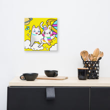 Load image into Gallery viewer, Yellow Rainbow Rabbit and Cat | Canvas Paint 無框帆布數碼油畫
