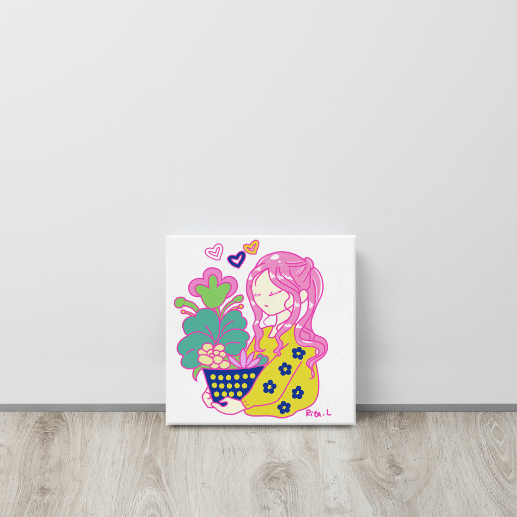 A Girl Holding Plant Pot | Canvas Paint 無框帆布數碼油畫