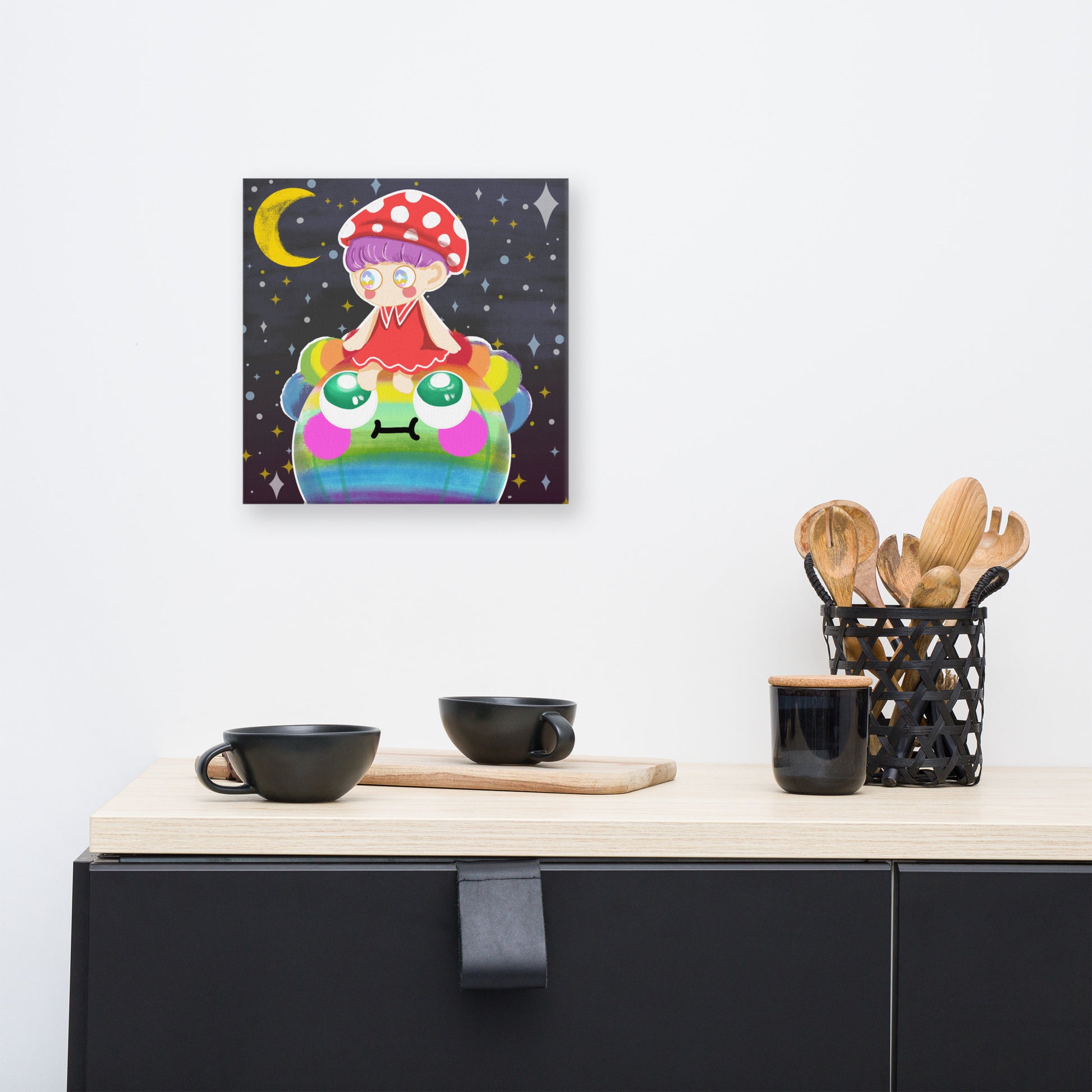 Rainbow Cloud Girl and Balloon | Canvas Paint 無框帆布數碼油畫