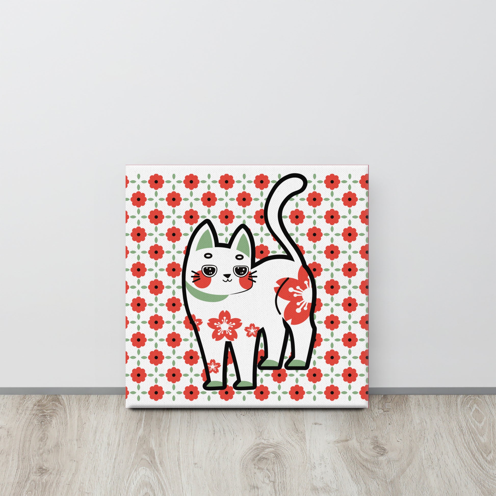 Flower Pattern Cat  | Canvas Paint 無框帆布數碼油畫