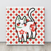画像をギャラリービューアに読み込む, Flower Pattern Cat  | Canvas Paint 無框帆布數碼油畫
