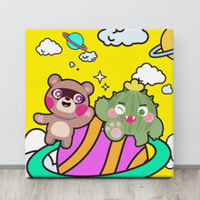 Load image into Gallery viewer, Yellow Cactus and Bear Friends | Canvas Paint 無框帆布數碼油畫
