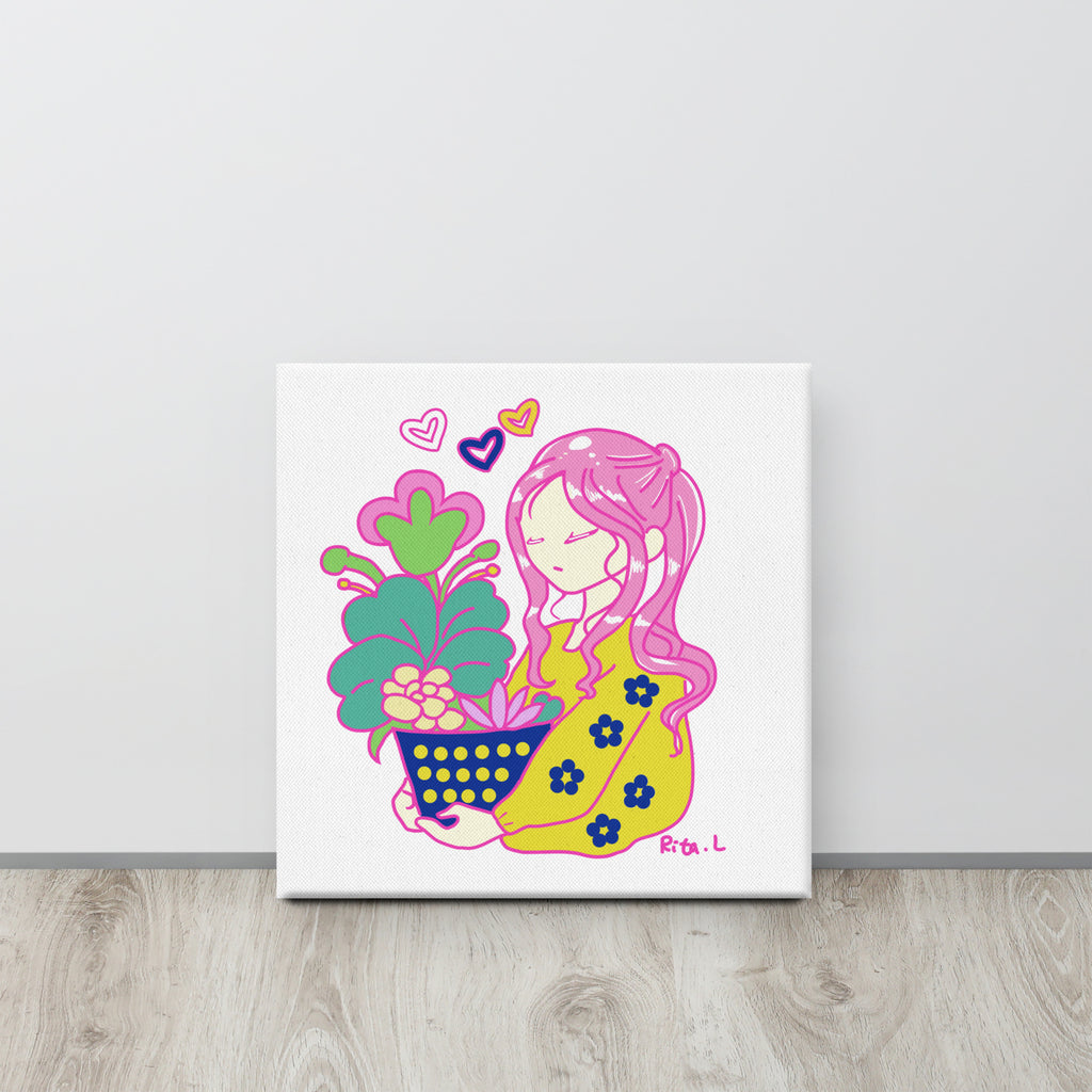 A Girl Holding Plant Pot | Canvas Paint 無框帆布數碼油畫