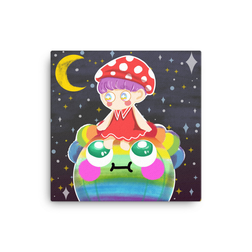 Rainbow Cloud Girl and Balloon | Canvas Paint 無框帆布數碼油畫