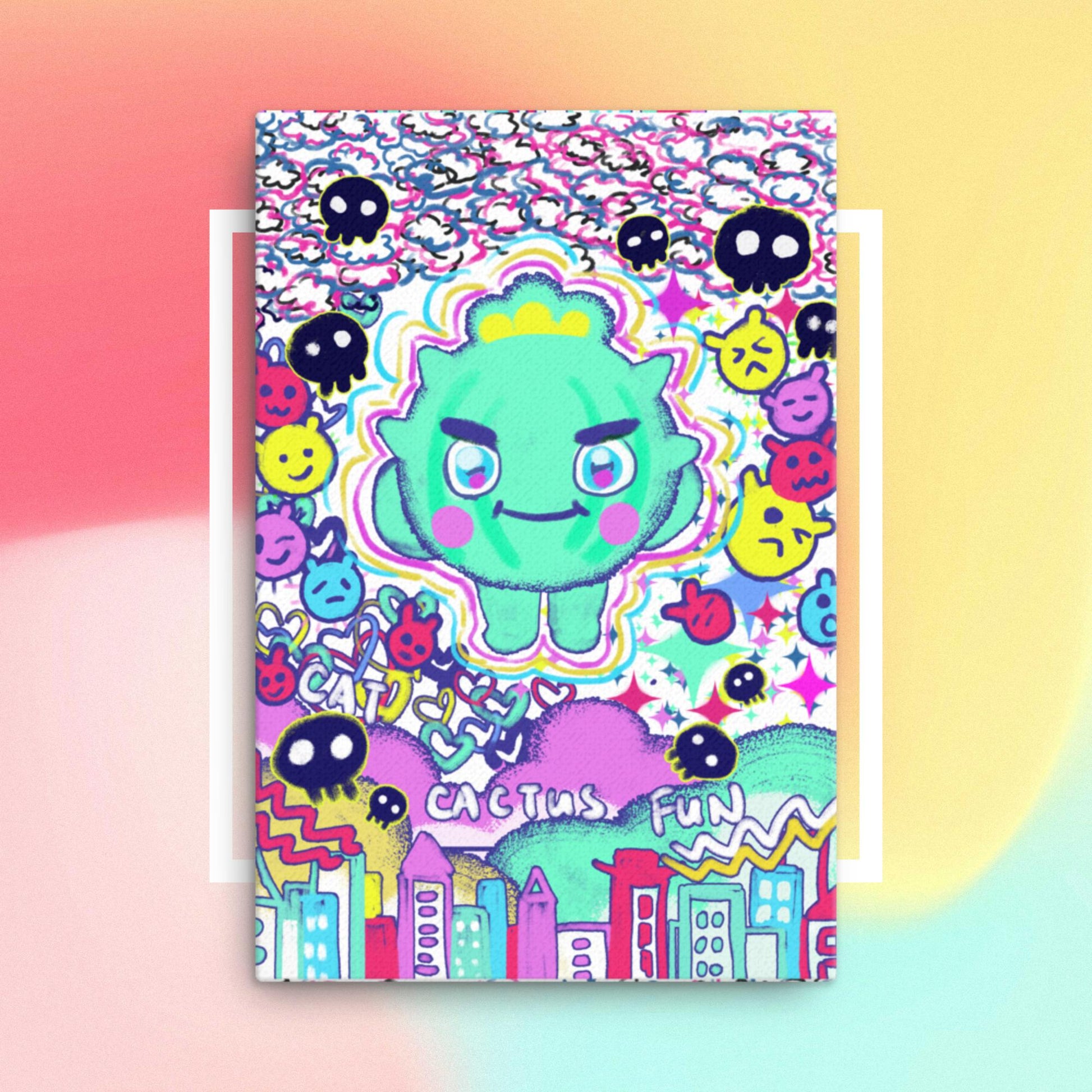Cactus Boy in Cool Style | Canvas Paint 無框帆布數碼油畫